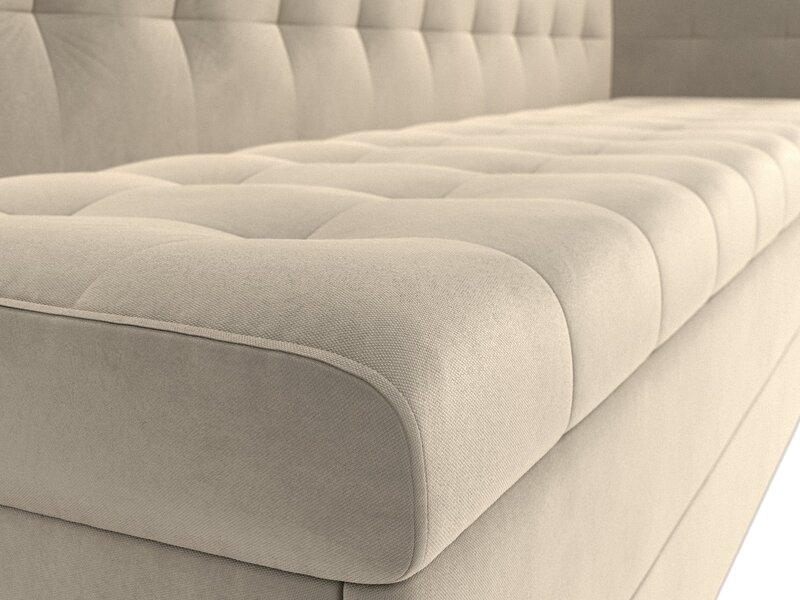 Диван кухонный прямой Бриз с углом справа, Микровельвет, Бежевый