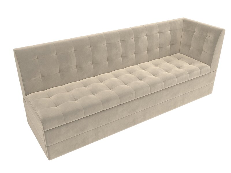 Диван кухонный прямой Бриз с углом справа, Микровельвет, Бежевый