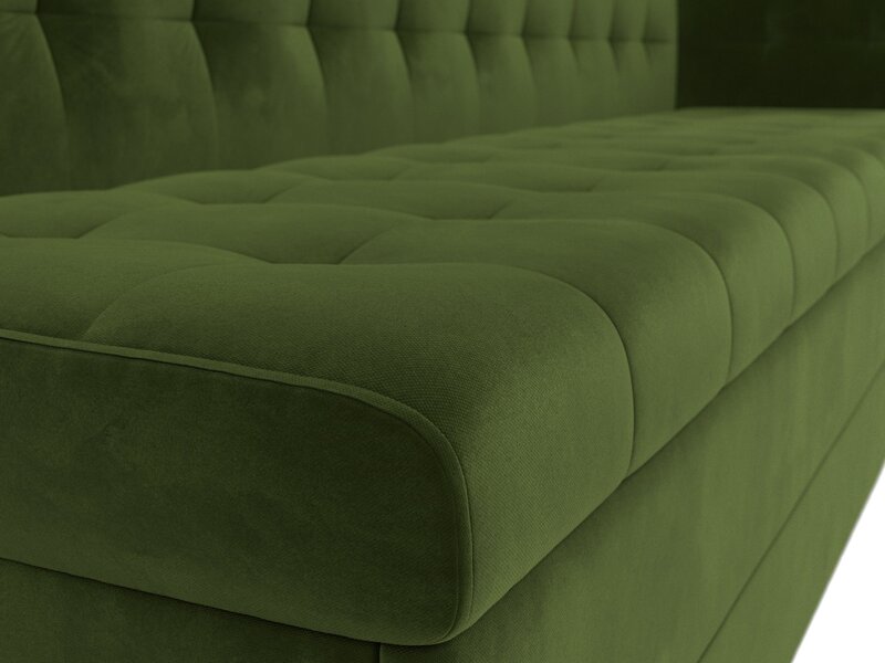 Диван кухонный прямой Бриз с углом справа, Микровельвет, Зеленый