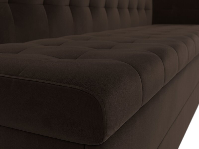 Диван кухонный прямой Бриз с углом справа, Микровельвет, Коричневый