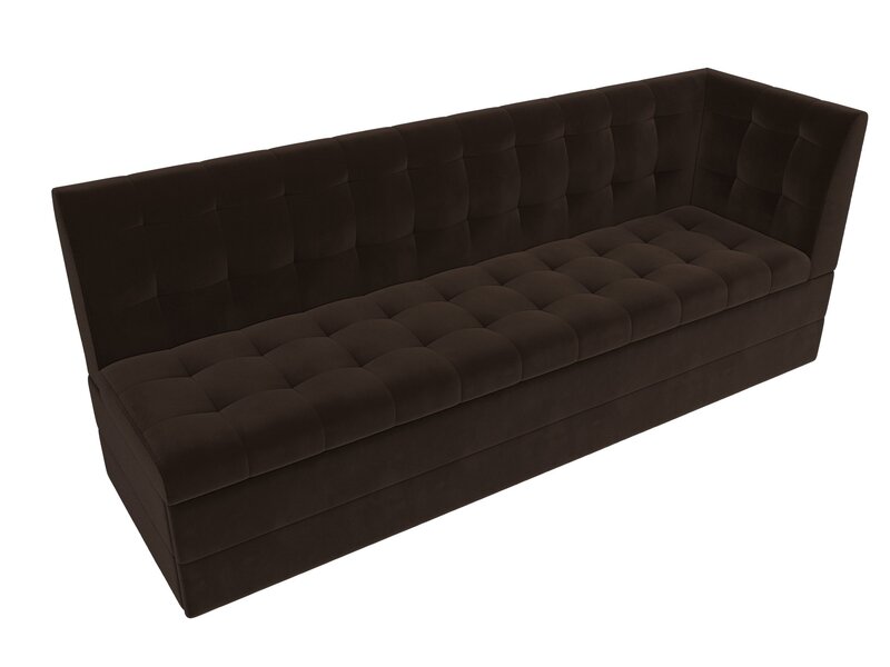 Диван кухонный прямой Бриз с углом справа, Микровельвет, Коричневый