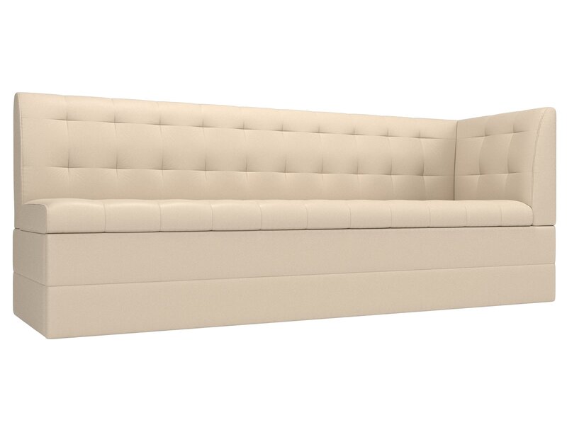 Диван кухонный прямой Бриз с углом справа, Экокожа, Бежевый