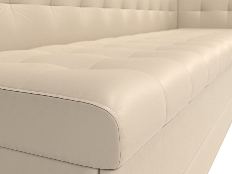 Диван кухонный прямой Бриз с углом справа, Экокожа, Бежевый