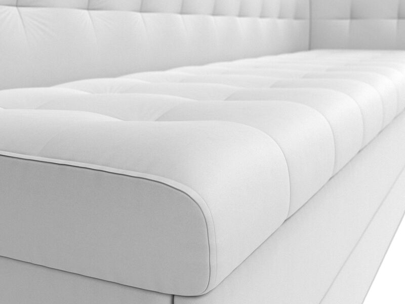 Диван кухонный прямой Бриз с углом справа, Экокожа, Белый