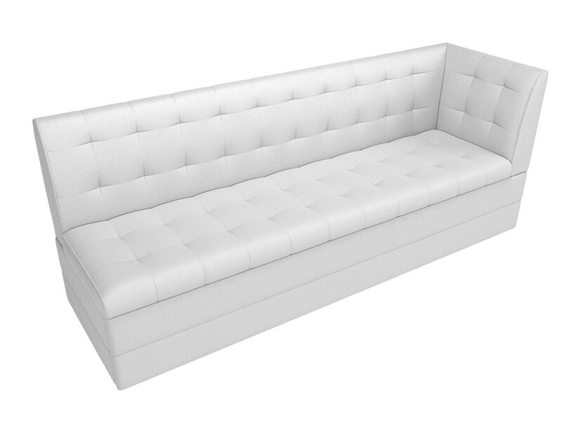 Диван кухонный прямой Бриз с углом справа, Экокожа, Белый