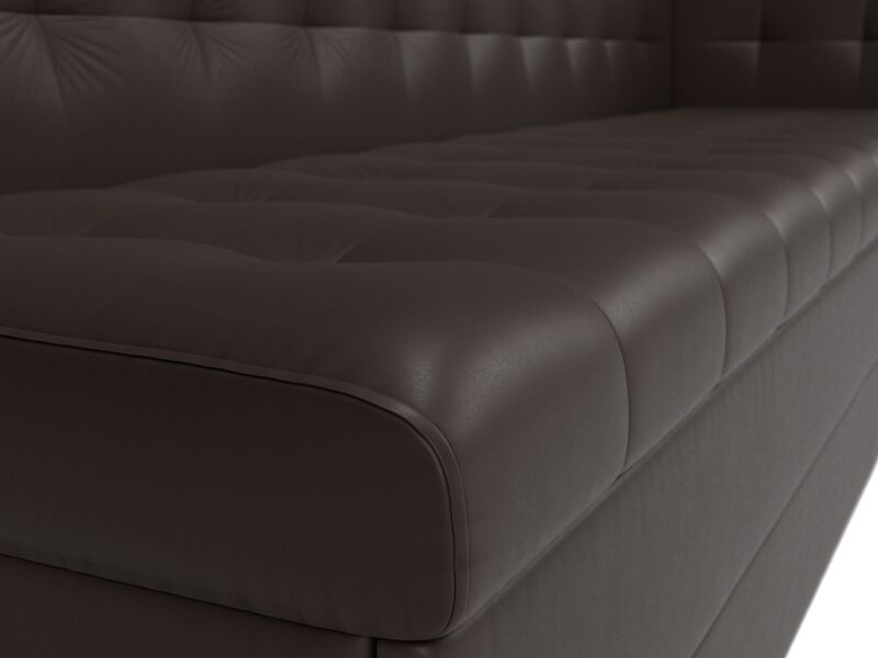 Диван кухонный прямой Бриз с углом справа, Экокожа, Коричневый