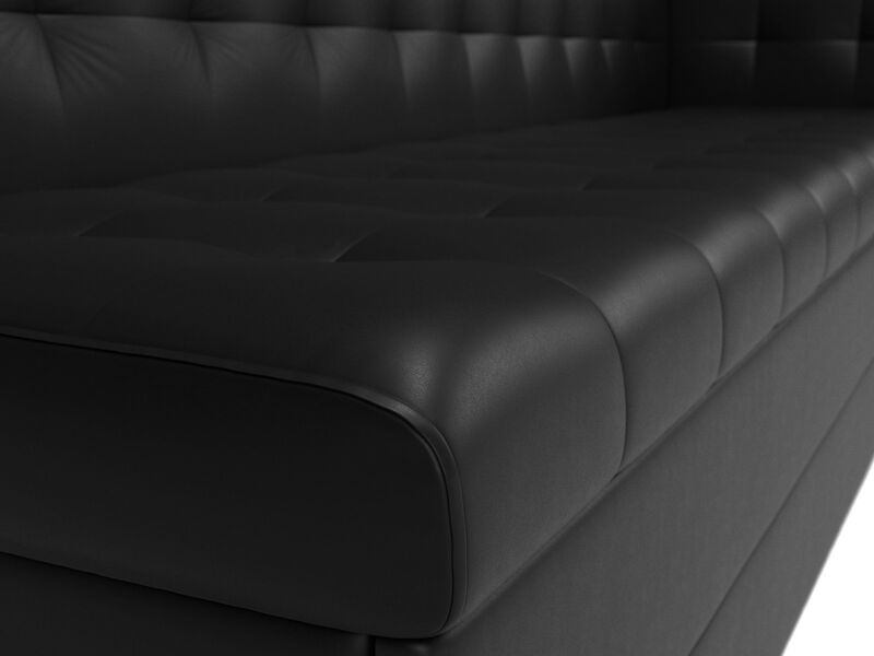 Диван кухонный прямой Бриз с углом справа, Экокожа, Черный