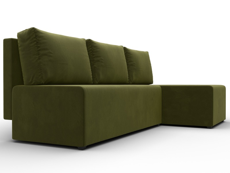 Диван угловой Поло правый угол, Микровельвет, Зеленый