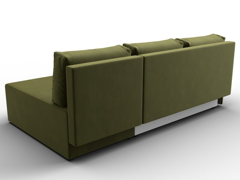 Диван угловой Поло правый угол, Микровельвет, Зеленый