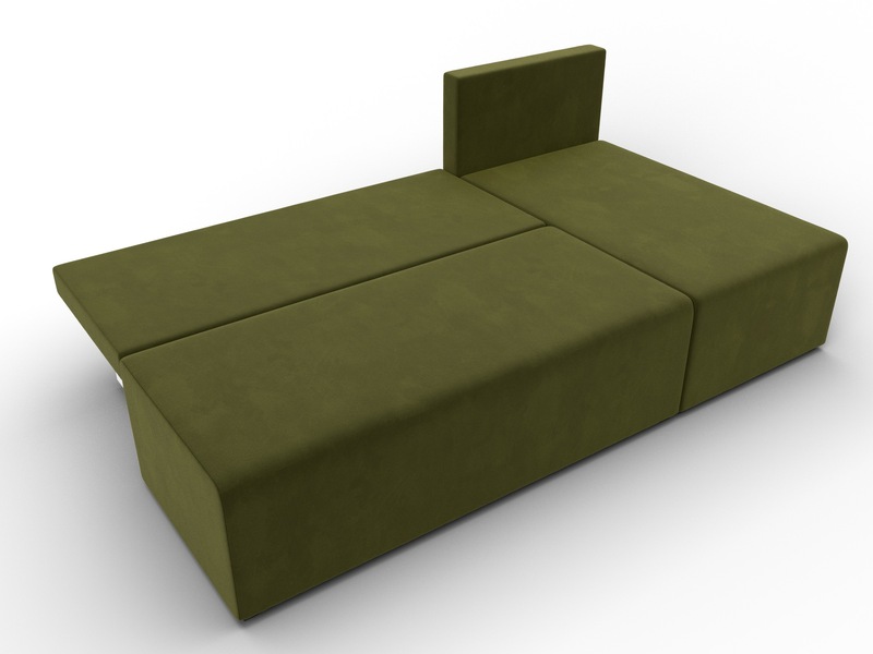 Диван угловой Поло правый угол, Микровельвет, Зеленый