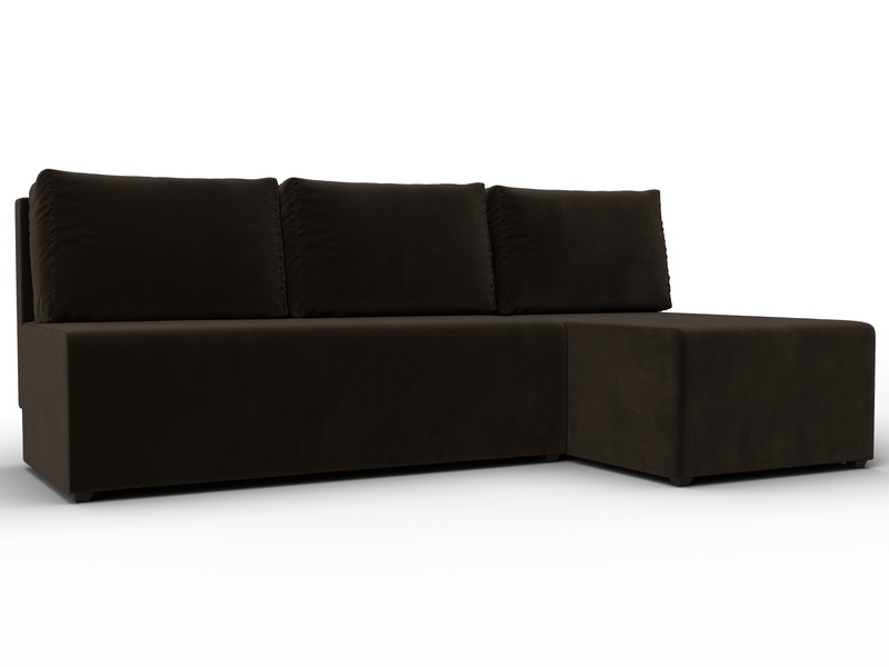 Диван угловой Поло правый угол, Микровельвет, Коричневый