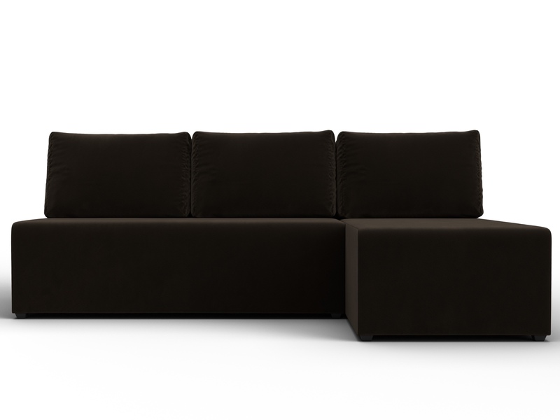 Диван угловой Поло правый угол, Микровельвет, Коричневый