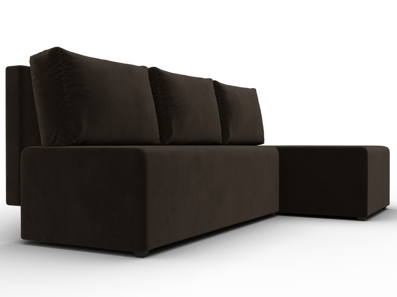 Диван угловой Поло правый угол, Микровельвет, Коричневый