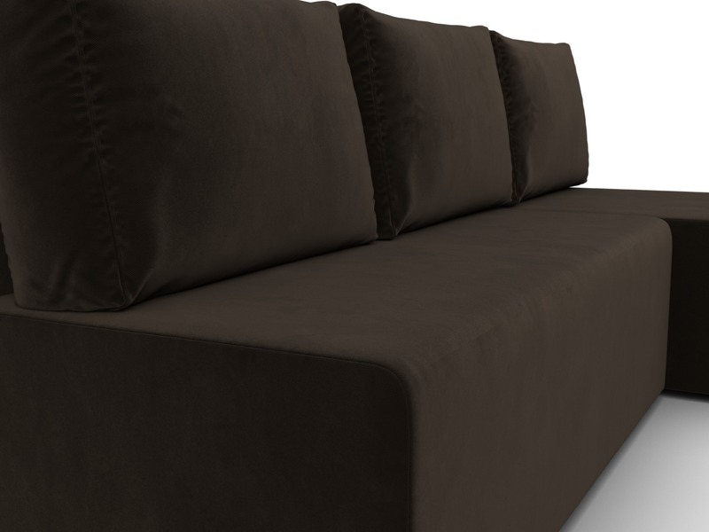 Диван угловой Поло правый угол, Микровельвет, Коричневый