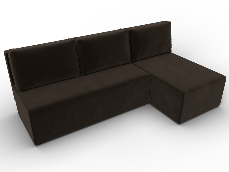 Диван угловой Поло правый угол, Микровельвет, Коричневый