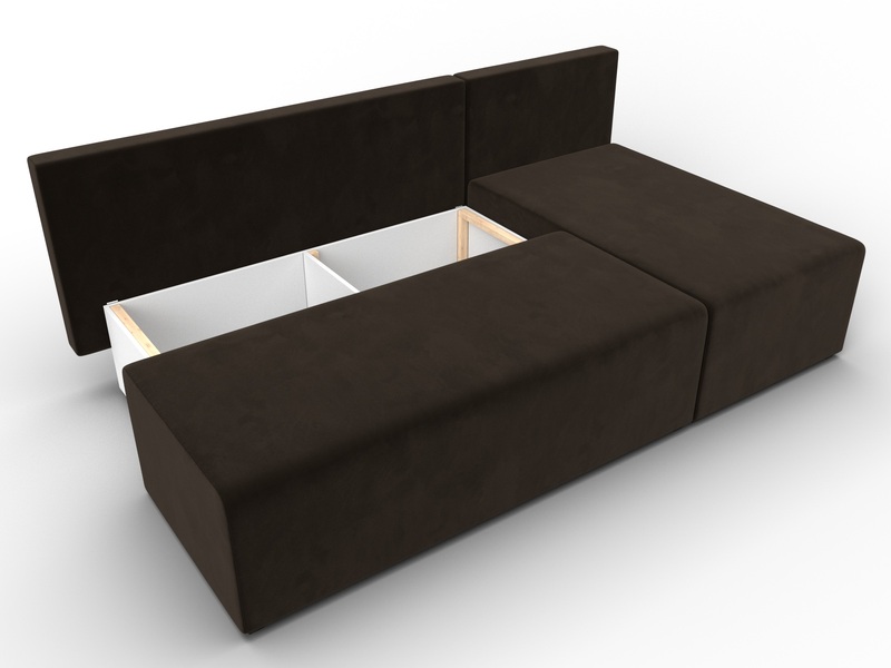 Диван угловой Поло правый угол, Микровельвет, Коричневый