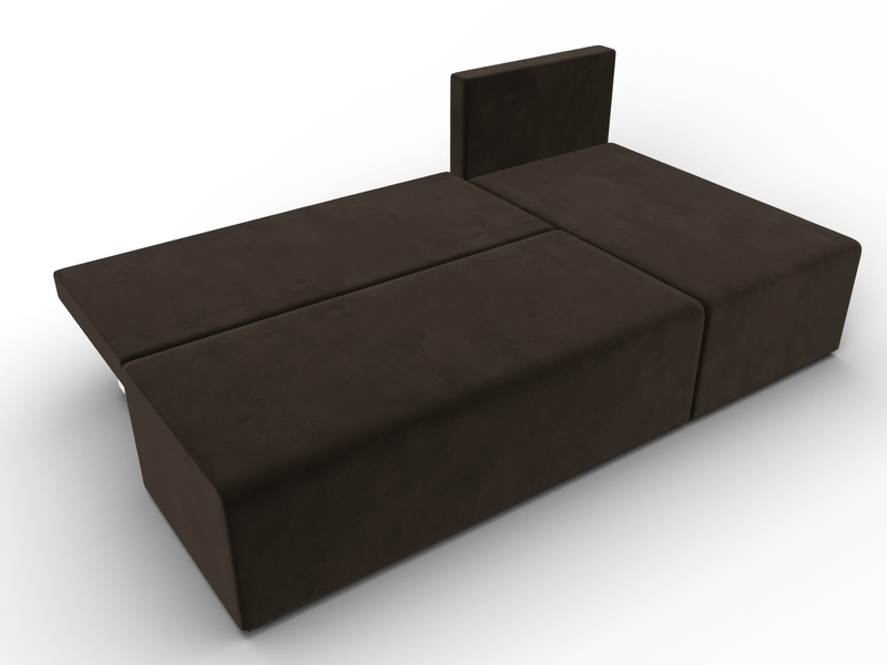 Диван угловой Поло правый угол, Микровельвет, Коричневый