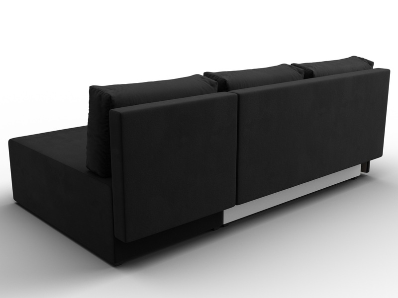 Диван угловой Поло правый угол, Микровельвет, Черный