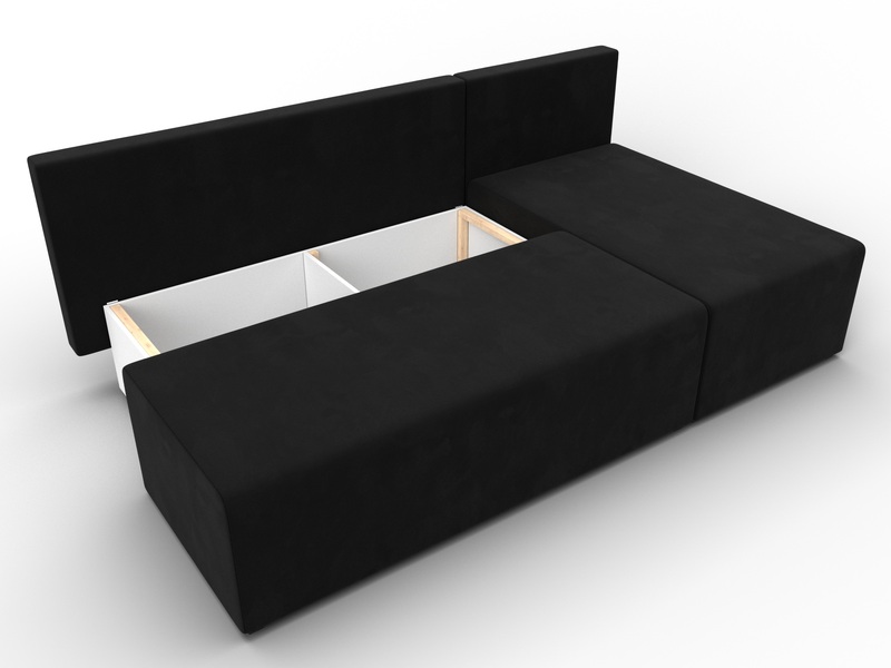 Диван угловой Поло правый угол, Микровельвет, Черный