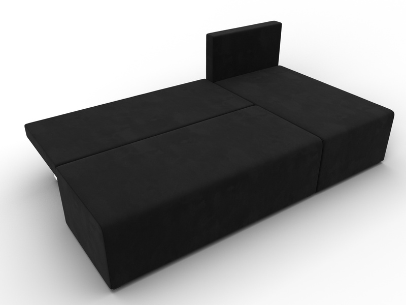 Диван угловой Поло правый угол, Микровельвет, Черный