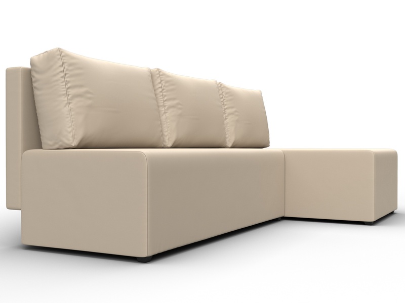 Диван угловой Поло правый угол, Экокожа, Бежевый