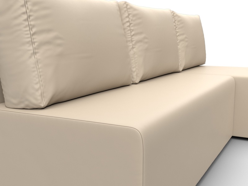 Диван угловой Поло правый угол, Экокожа, Бежевый