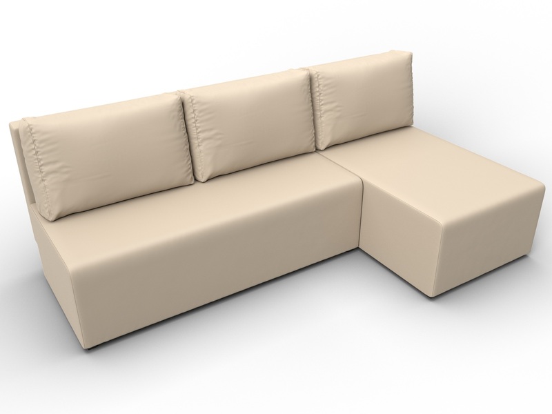 Диван угловой Поло правый угол, Экокожа, Бежевый