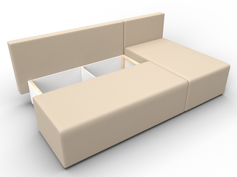 Диван угловой Поло правый угол, Экокожа, Бежевый