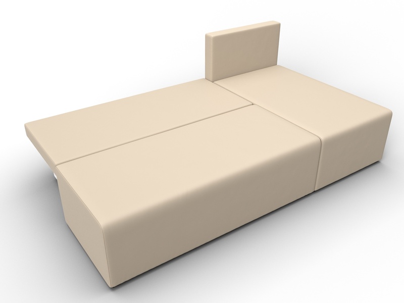 Диван угловой Поло правый угол, Экокожа, Бежевый