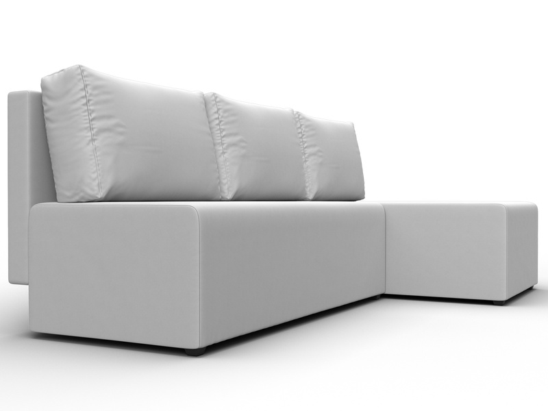 Диван угловой Поло правый угол, Экокожа, Белый