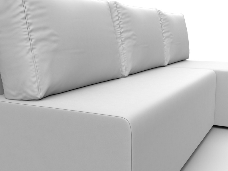 Диван угловой Поло правый угол, Экокожа, Белый