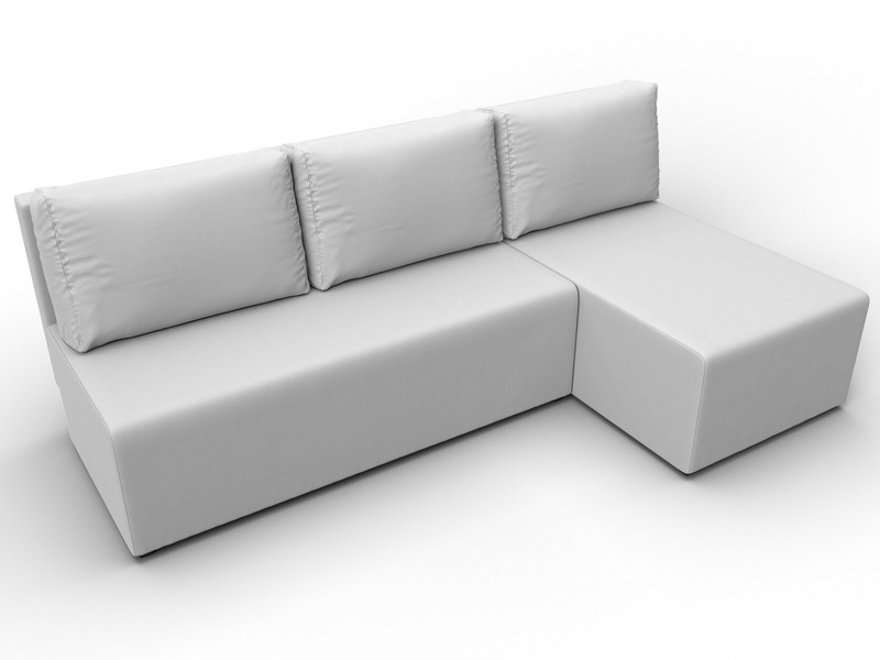 Диван угловой Поло правый угол, Экокожа, Белый