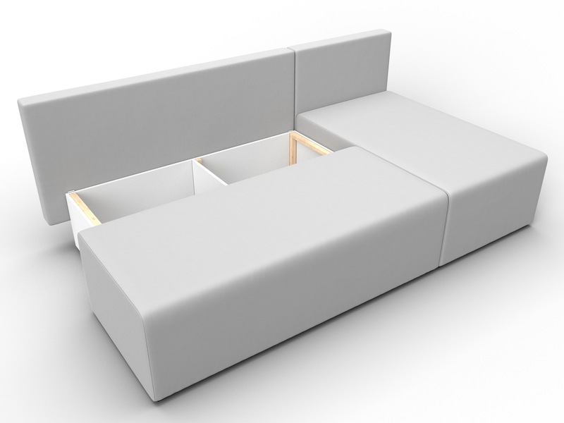 Диван угловой Поло правый угол, Экокожа, Белый