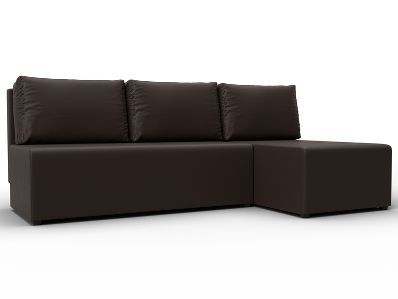 Диван угловой Поло правый угол, Экокожа, Коричневый