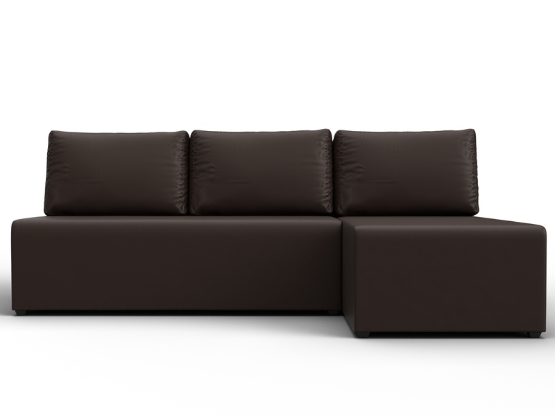 Диван угловой Поло правый угол, Экокожа, Коричневый