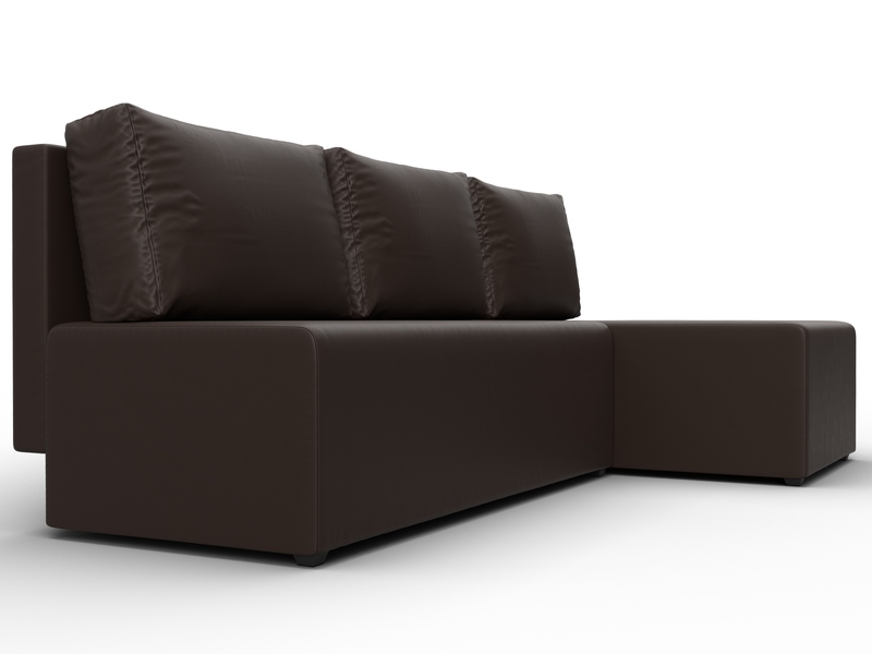 Диван угловой Поло правый угол, Экокожа, Коричневый