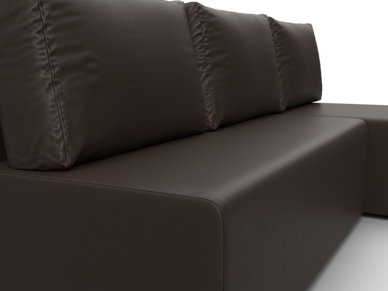 Диван угловой Поло правый угол, Экокожа, Коричневый
