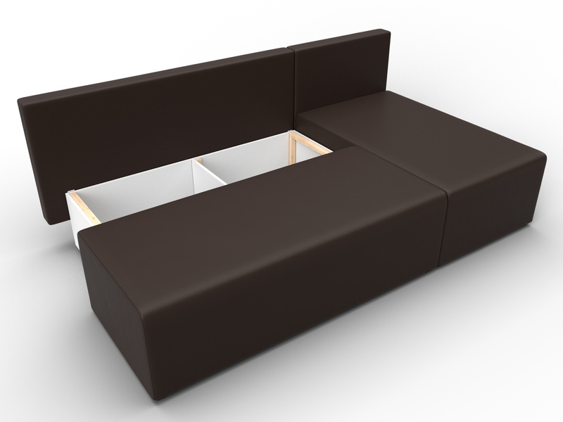 Диван угловой Поло правый угол, Экокожа, Коричневый