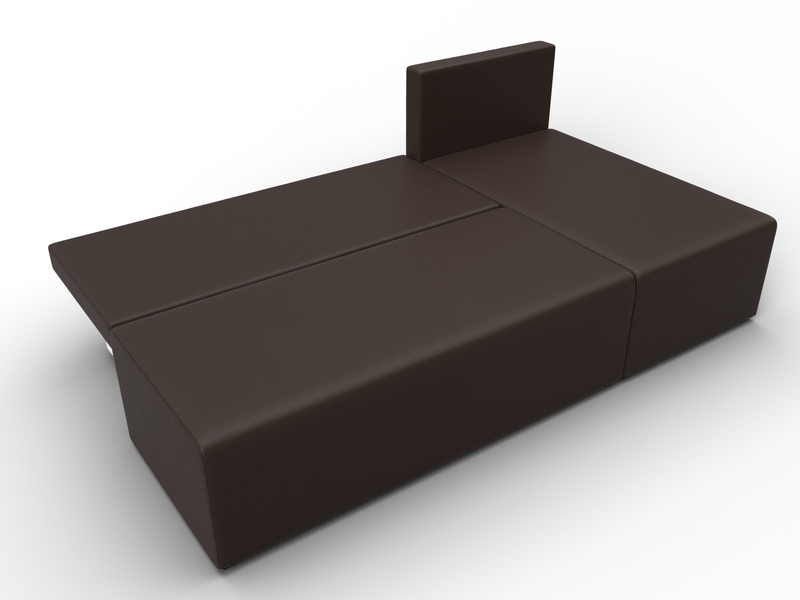 Диван угловой Поло правый угол, Экокожа, Коричневый