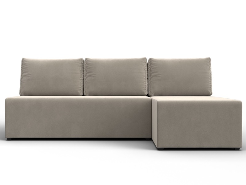 Диван угловой Поло правый угол, Микровельвет, Бежевый