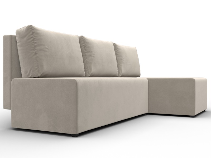 Диван угловой Поло правый угол, Микровельвет, Бежевый