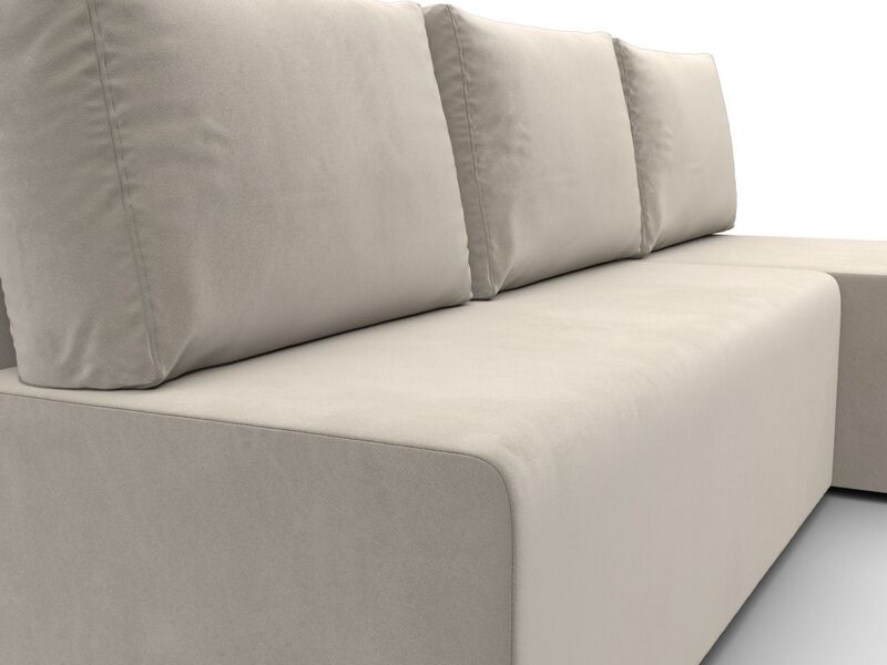 Диван угловой Поло правый угол, Микровельвет, Бежевый