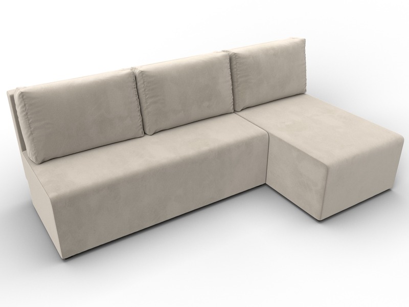 Диван угловой Поло правый угол, Микровельвет, Бежевый