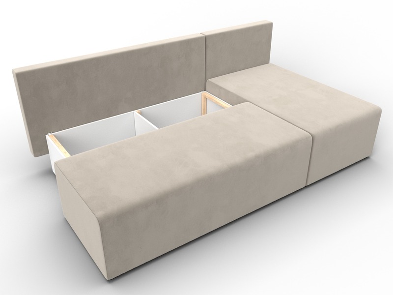 Диван угловой Поло правый угол, Микровельвет, Бежевый