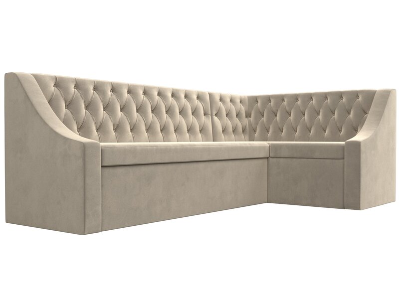 Диван кухонный угловой Мерлин правый угол, Микровельвет, Бежевый