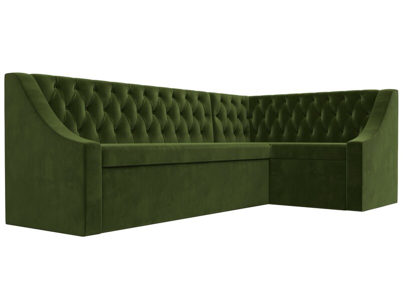 Диван кухонный угловой Мерлин правый угол, Микровельвет, Зеленый