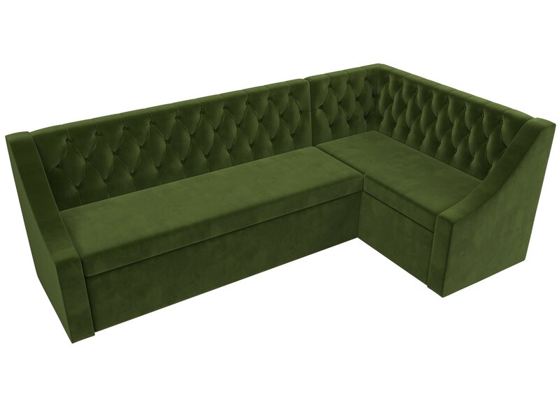 Диван кухонный угловой Мерлин правый угол, Микровельвет, Зеленый