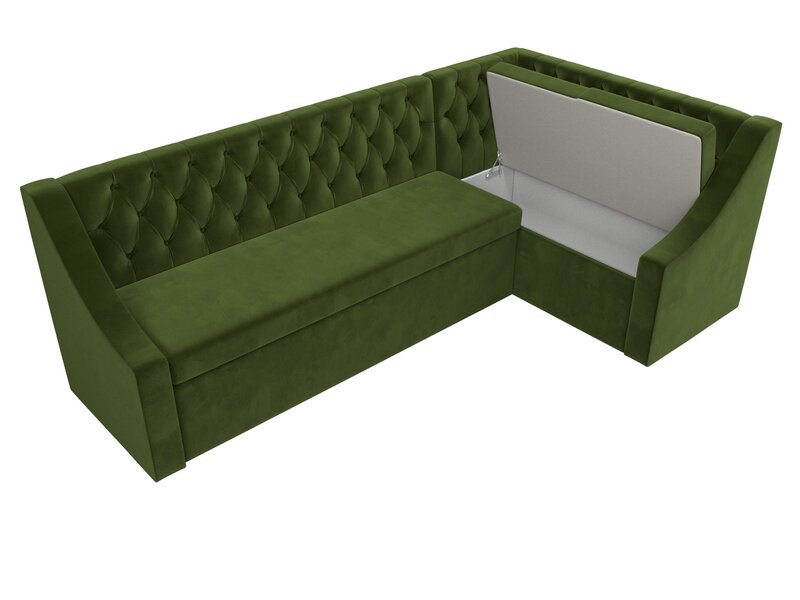 Диван кухонный угловой Мерлин правый угол, Микровельвет, Зеленый