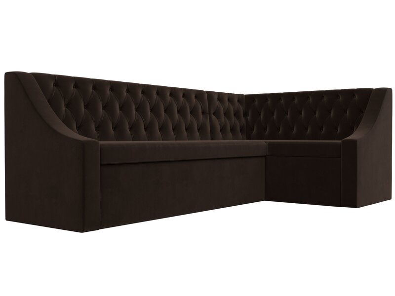 Диван кухонный угловой Мерлин правый угол, Микровельвет, Коричневый