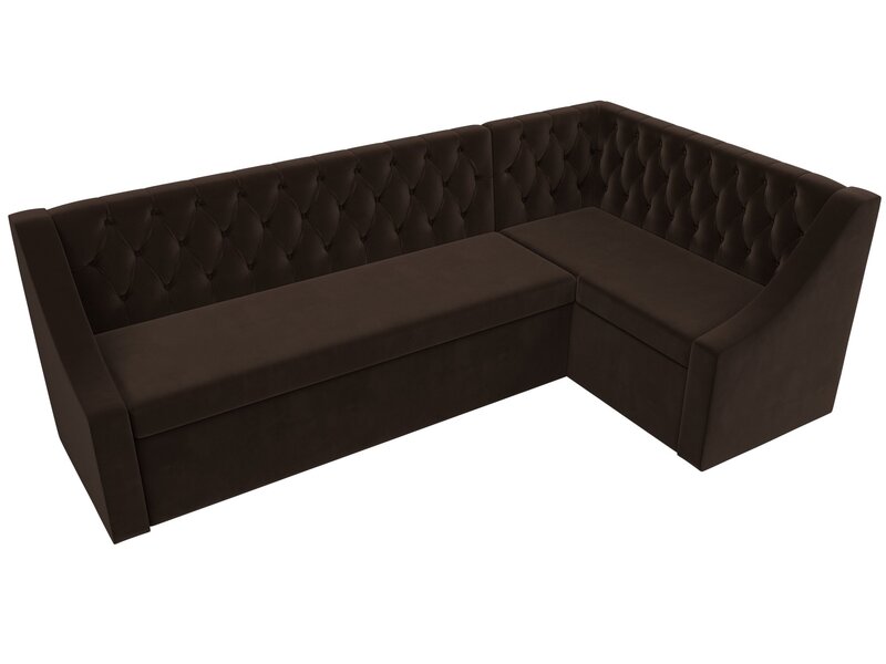 Диван кухонный угловой Мерлин правый угол, Микровельвет, Коричневый